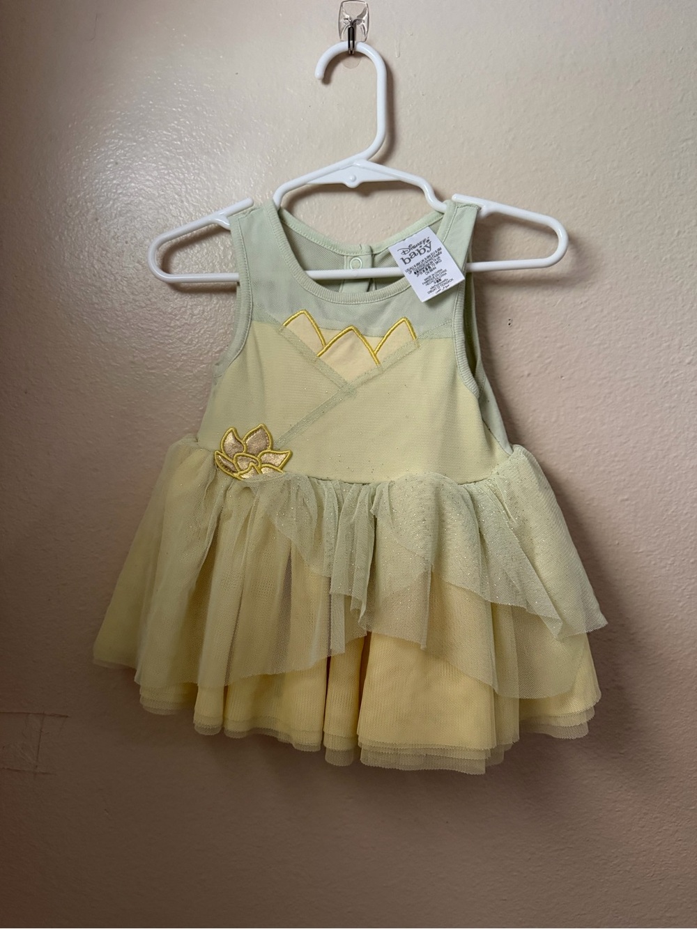 Disney Light Yellow Tiana Tulle Princess Dress Costume